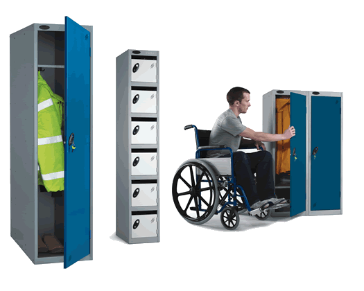 Specialist Probe Lockers - from left to right; Probe Police locker, Probe Postbox Locker, Probe Disability Locker
